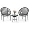 Costway 3PCS Patio Acapulco Furniture Bistro Set Plastic Rope Glass Table Black/Gray/Turquoise/White